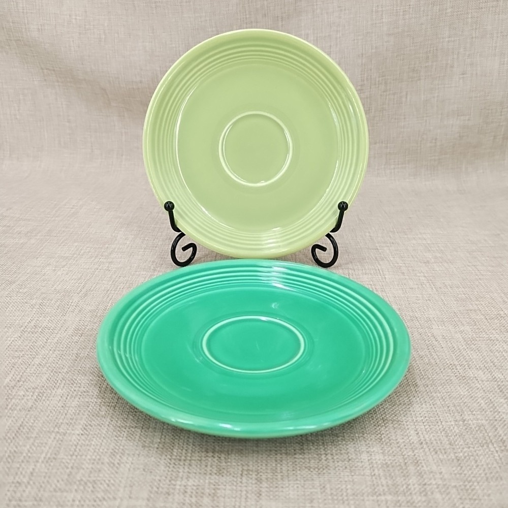 Vintage Pre 1972 Fiesta Light Green Chartreuse Saucers Lot of 2 Fiestaware VG